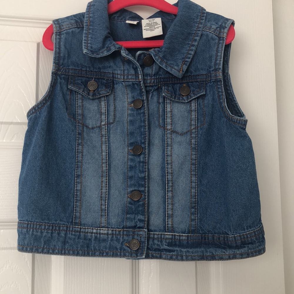 Girl’s Joie Blue Denim Vest Classic Sleeveless button down Size 7-8 100% Cotton